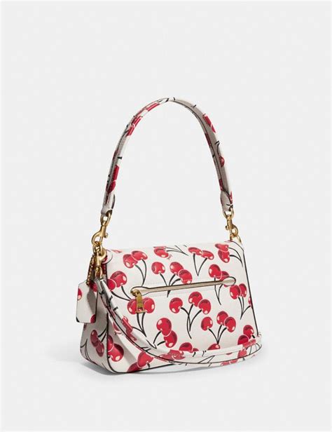 Bolso De Hombro Tabby Suave Con Estampado De Cerezas.